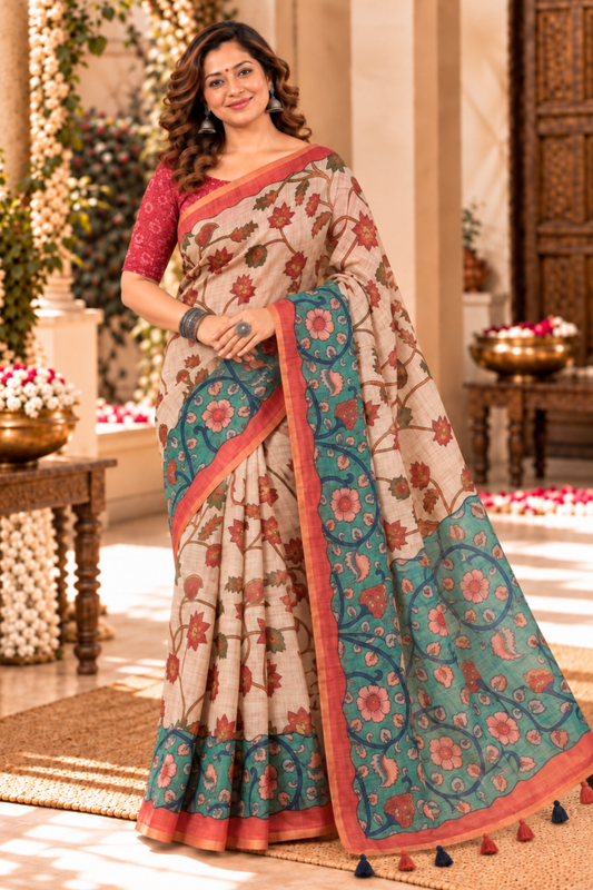 Kashvi Printed Saree With 1.5 Mtr Blouse Piece