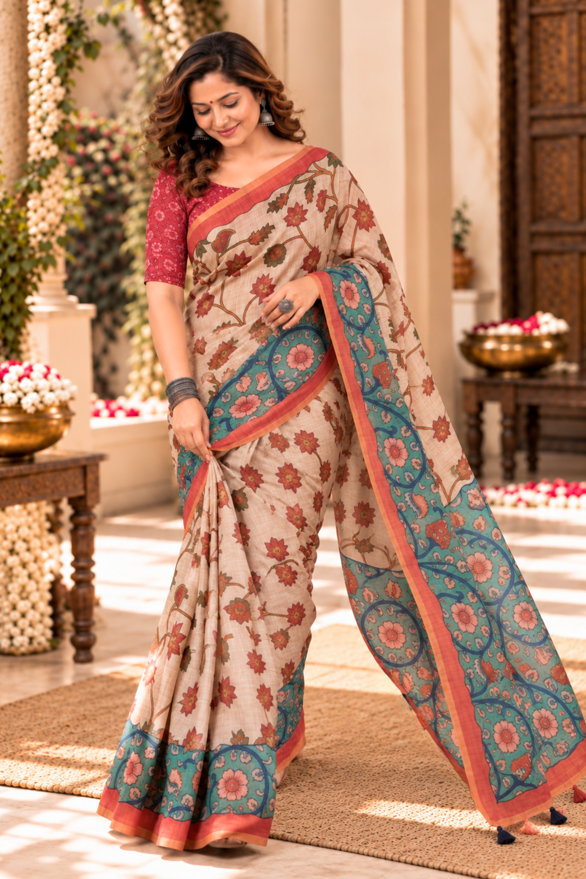 Kashvi Printed Saree With 1.5 Mtr Blouse Piece