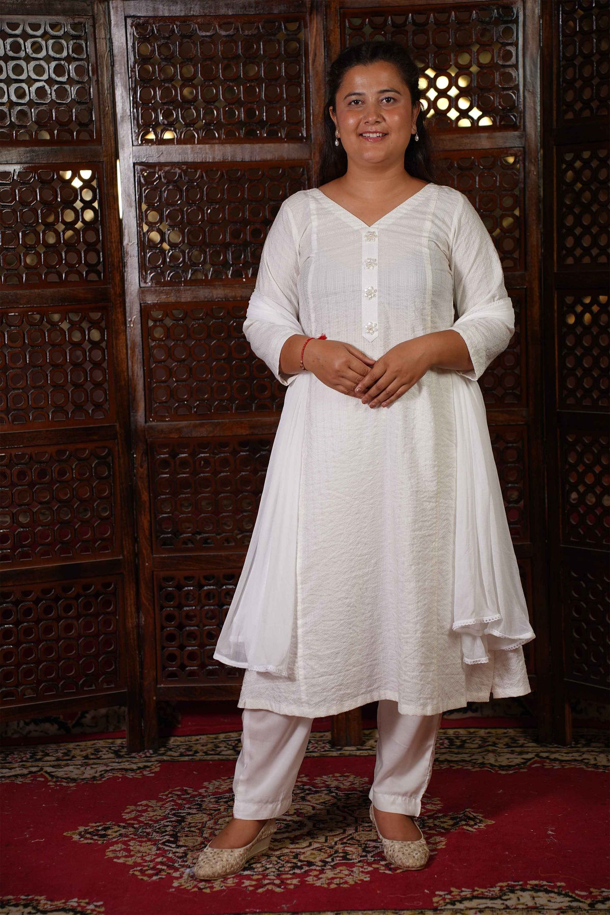 Kavya A-Line Set with Chiffon Dupatta