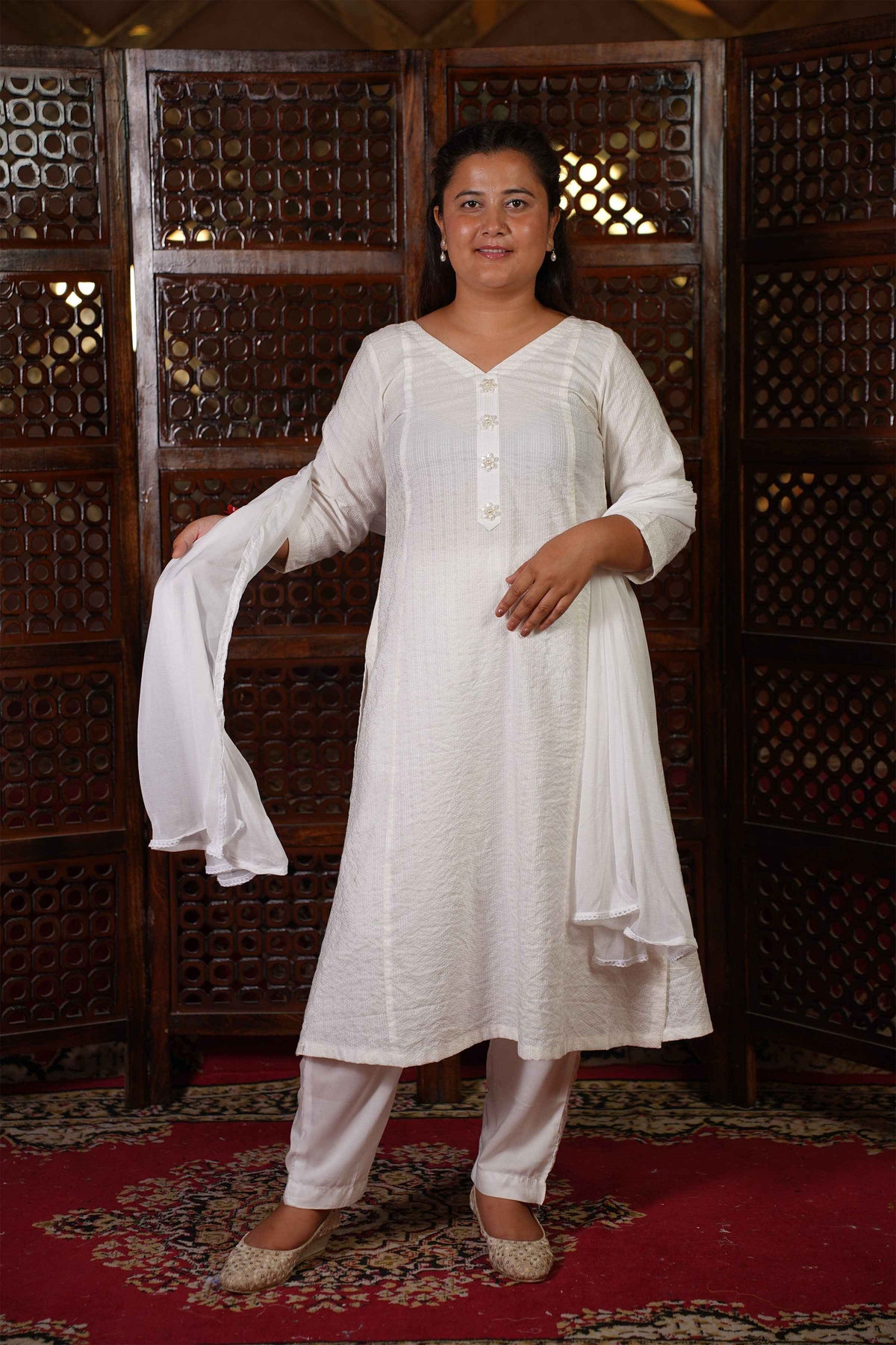 Kavya A-Line Set with Chiffon Dupatta