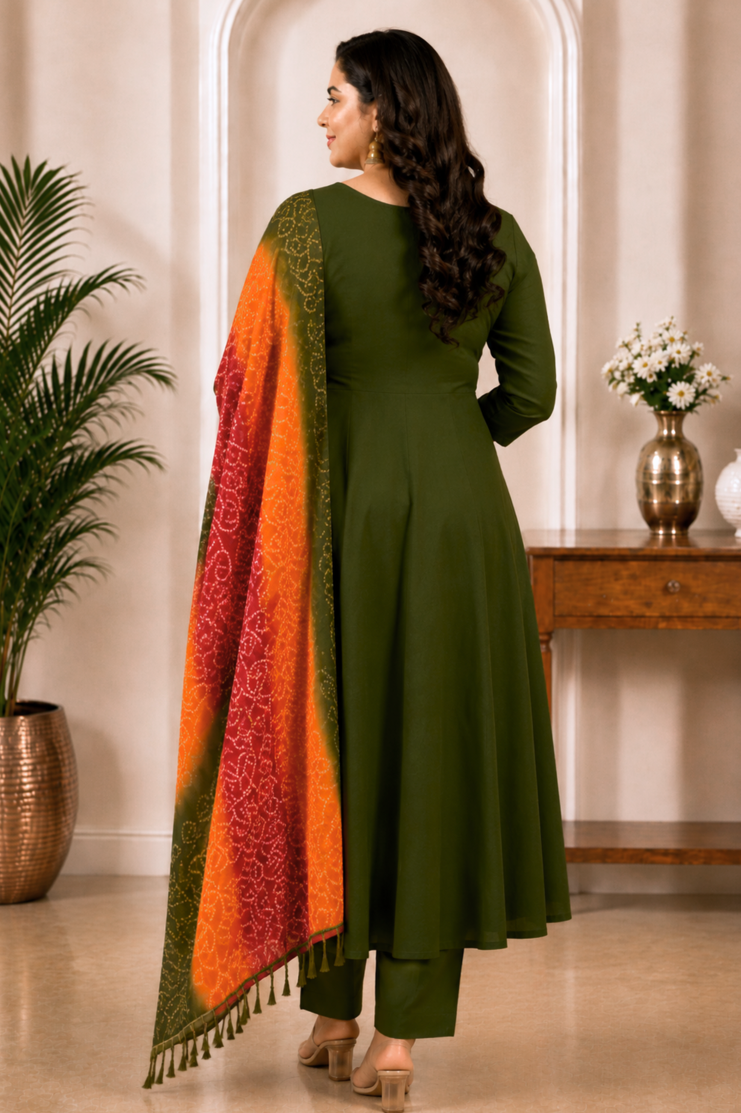 Kesar Hara Rayon Anarkali Set