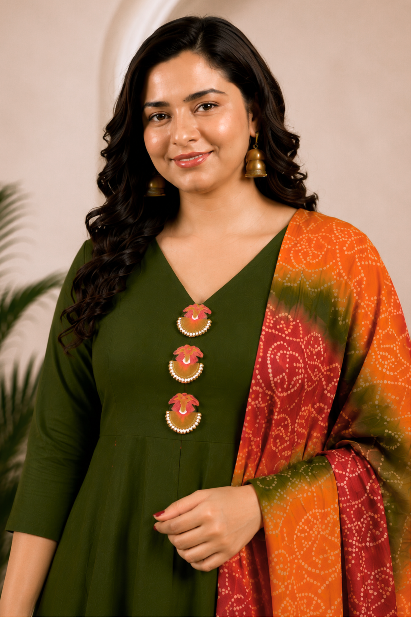 Kesar Hara Rayon Anarkali Set