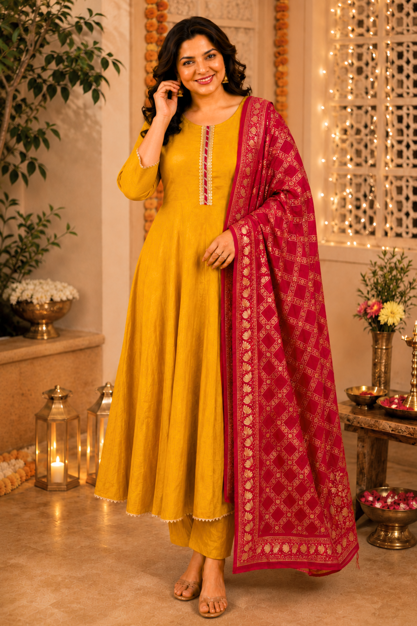 Kesar Rani Silk Anarkali Set