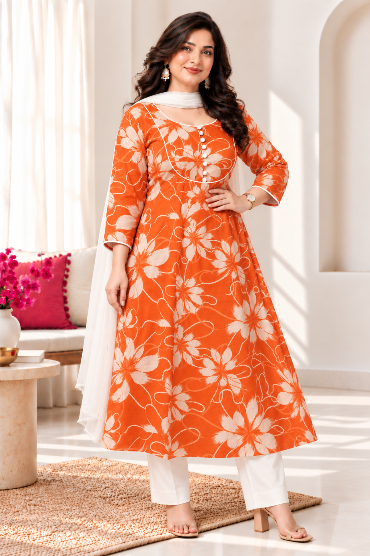 Kesari Jalebi Cotton Anarkali Set