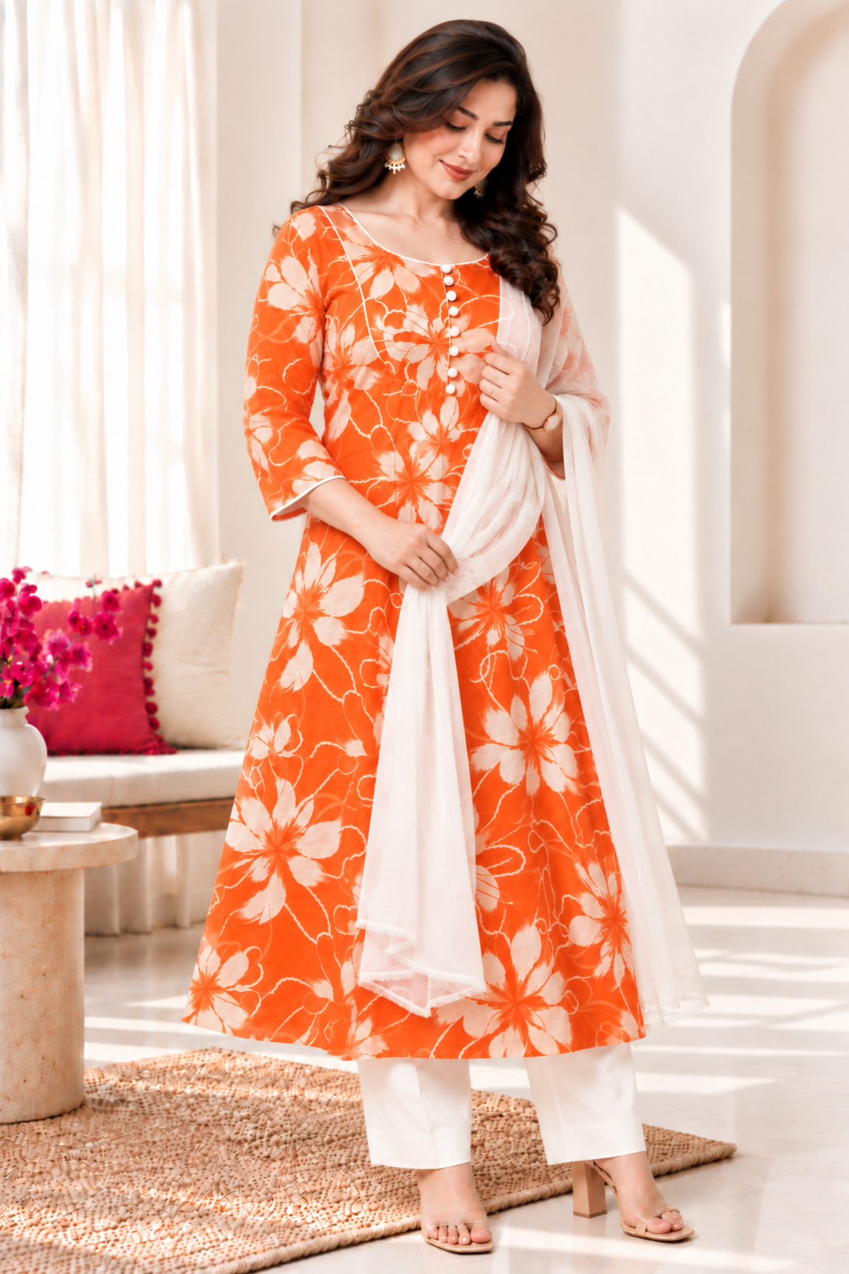 Kesari Jalebi Cotton Anarkali Set