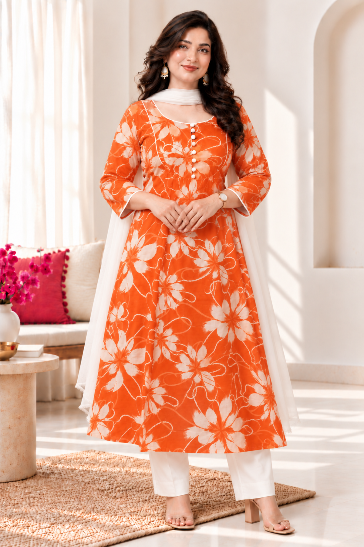 Kesari Jalebi Cotton Anarkali Set