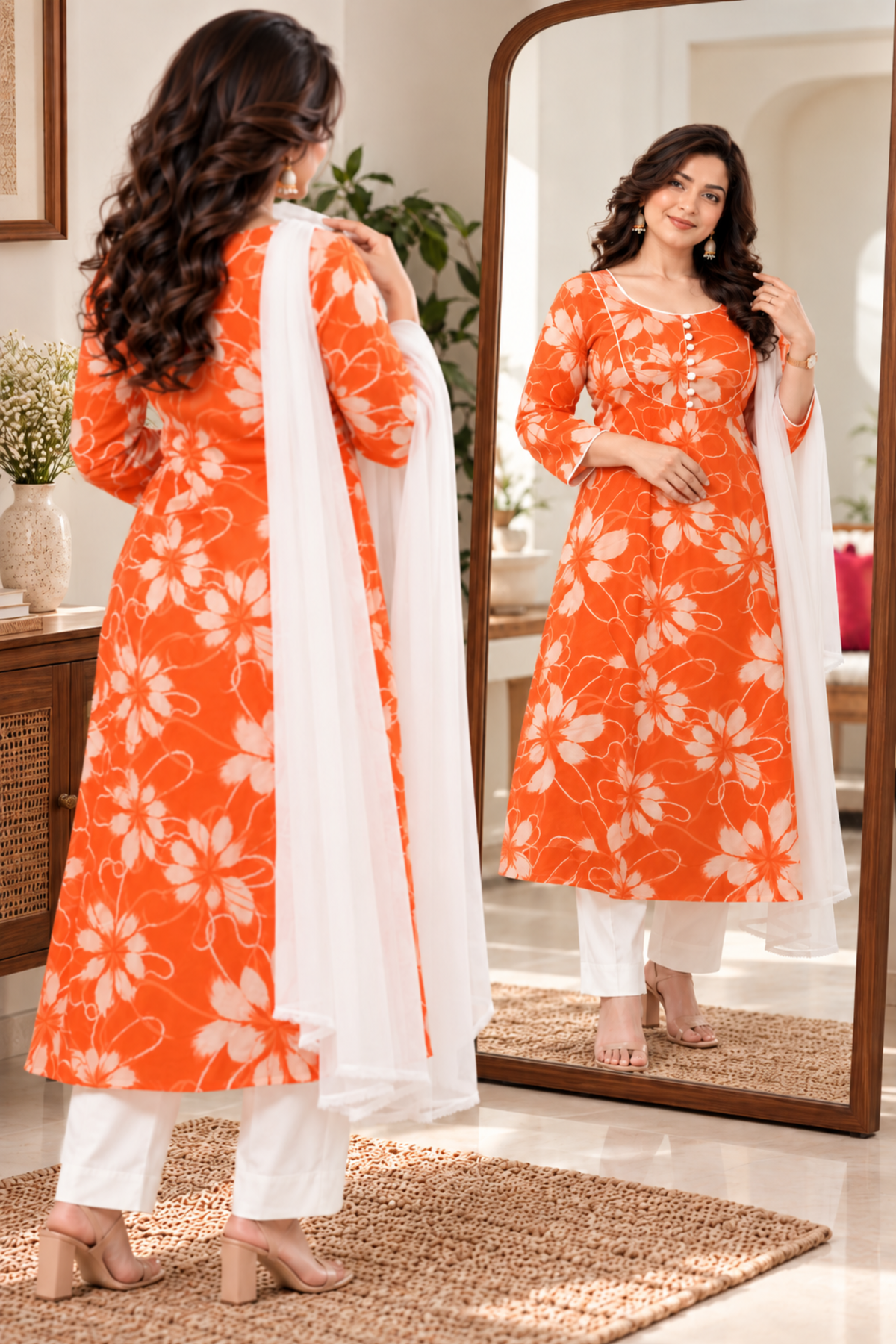 Kesari Jalebi Cotton Anarkali Set
