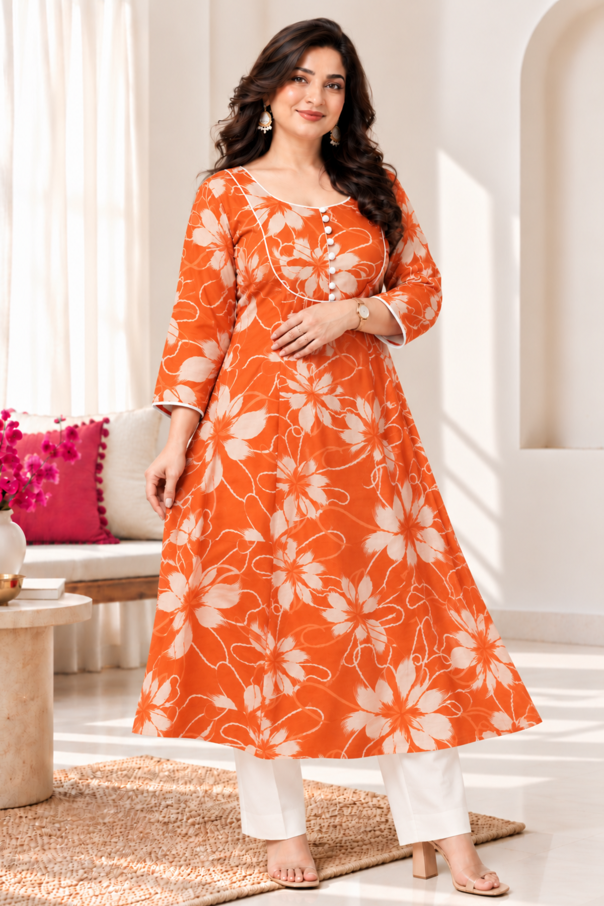Kesari Jalebi Cotton Anarkali Set