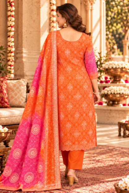 Kesari Gulaal Bandhej Suit Set