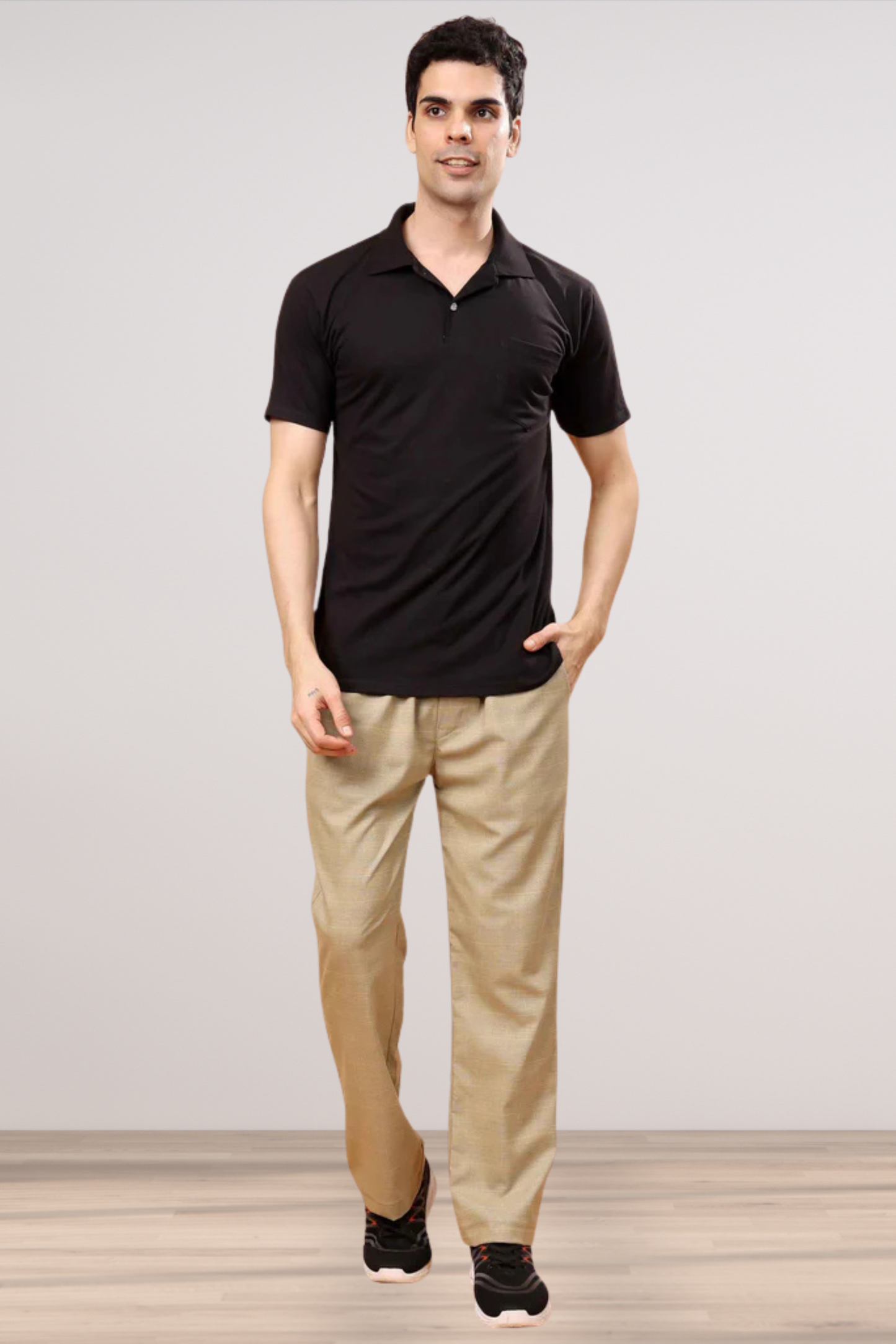 Khaki Checked Stretch Track Pants