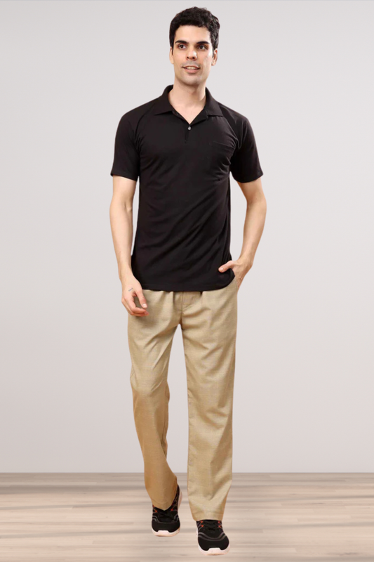 Khaki Checked Stretch Track Pants