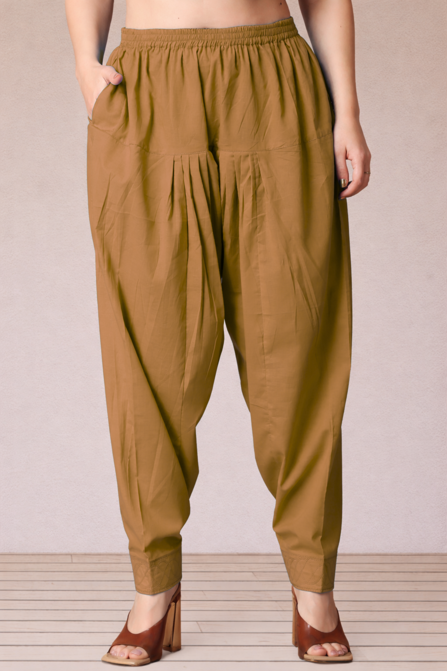 Khaki Cotton Straight Salwar
