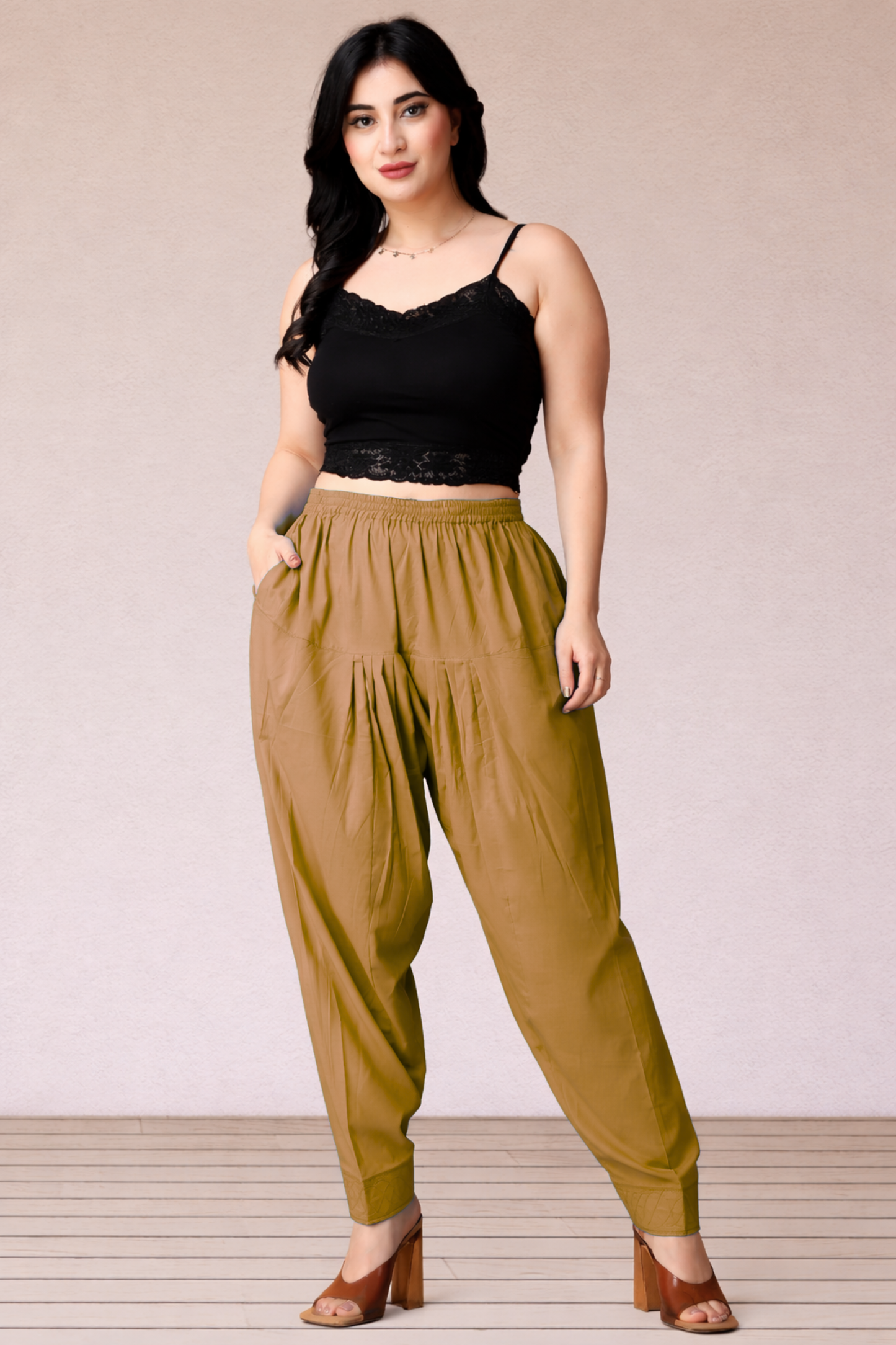 Khaki Cotton Straight Salwar