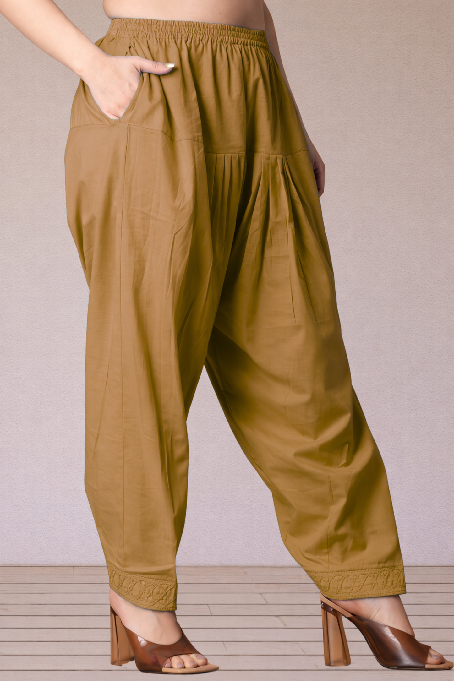 Khaki Cotton Straight Salwar
