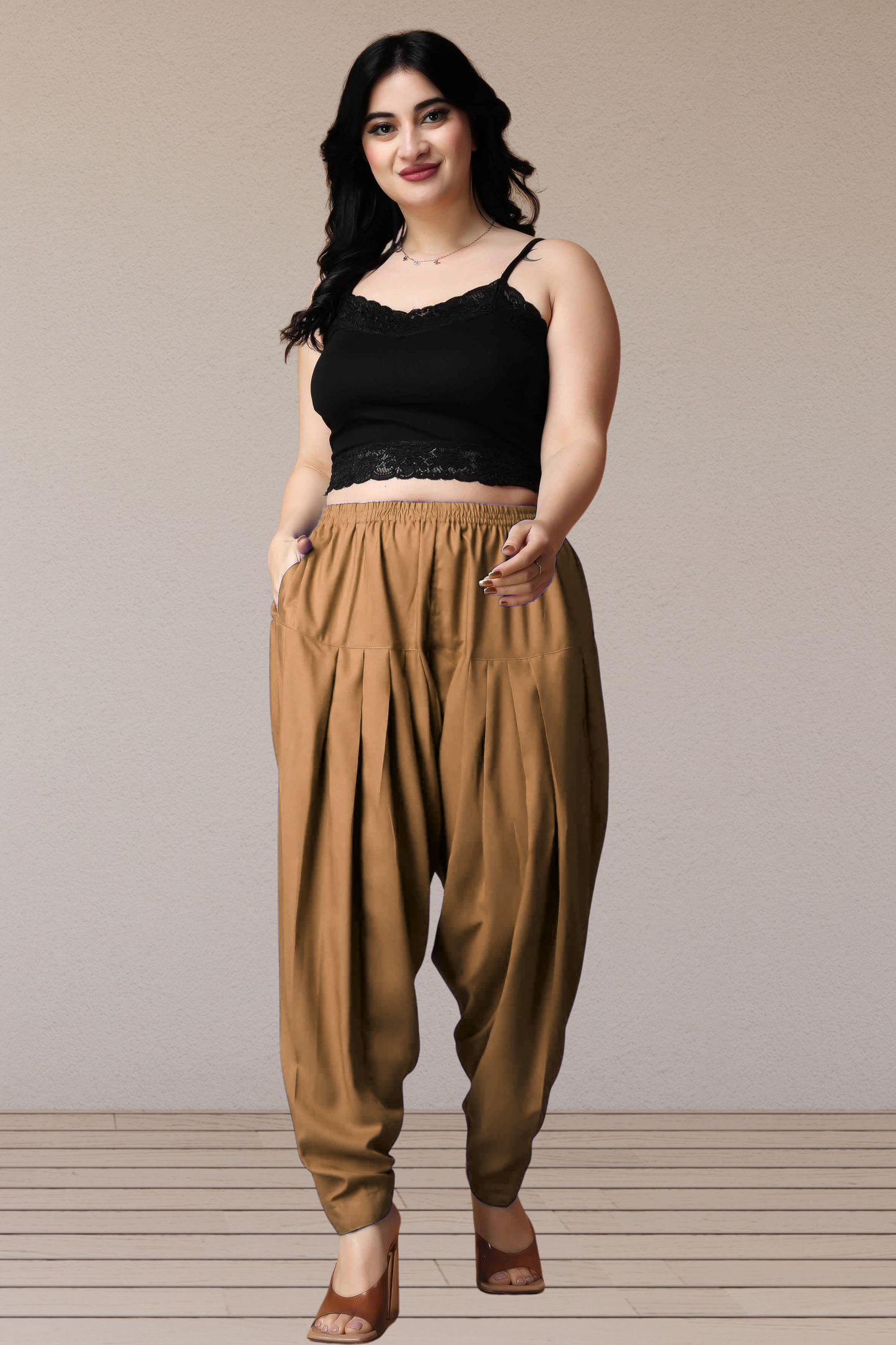 Khaki Straight Rayon Salwar Pants