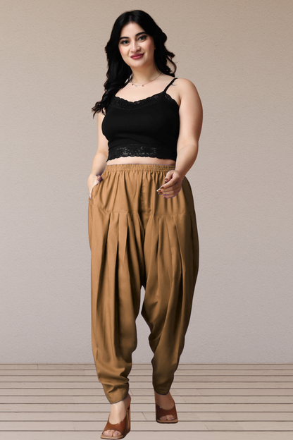 Khaki Straight Rayon Salwar Pants
