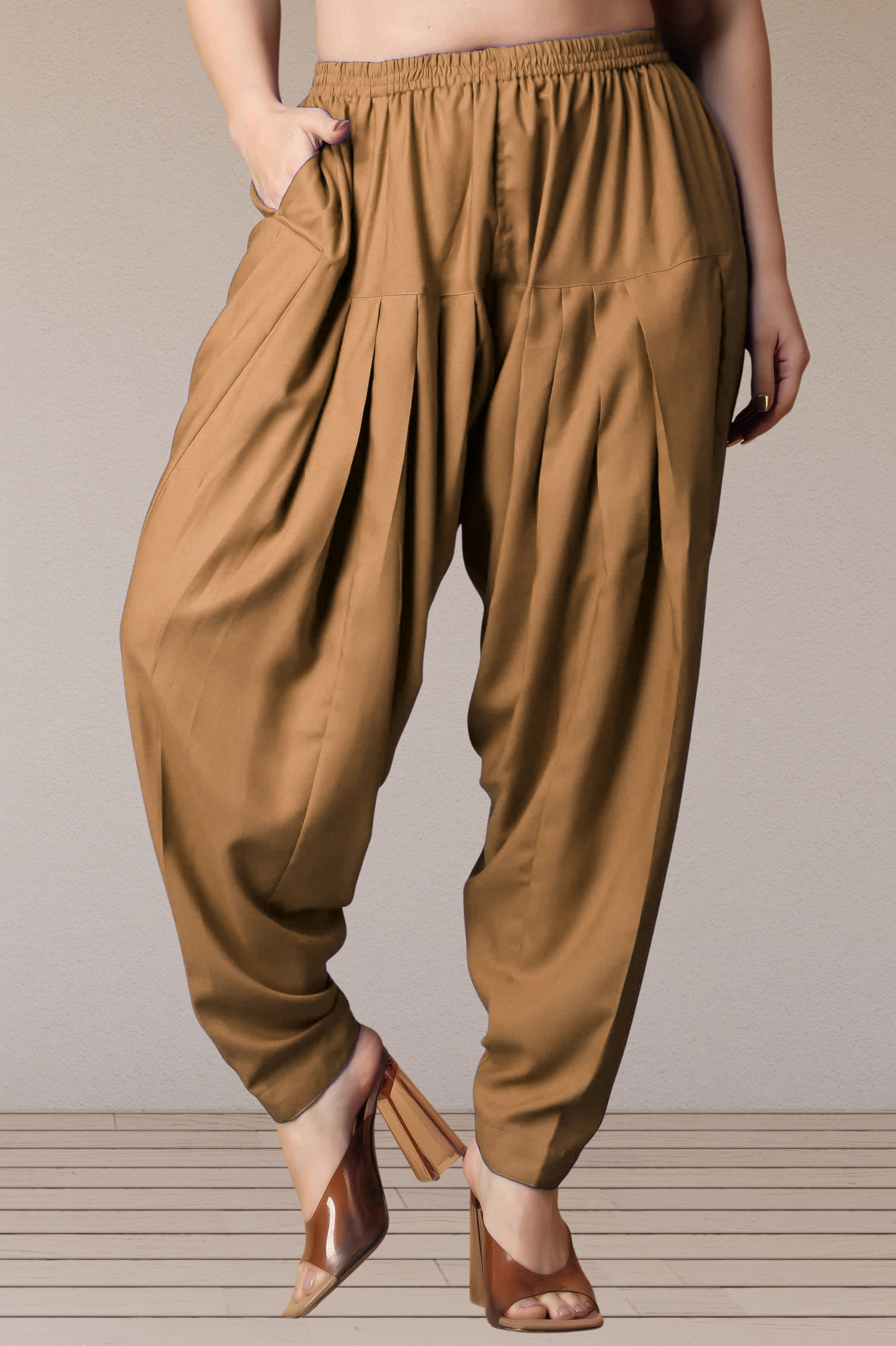 Khaki Straight Rayon Salwar Pants