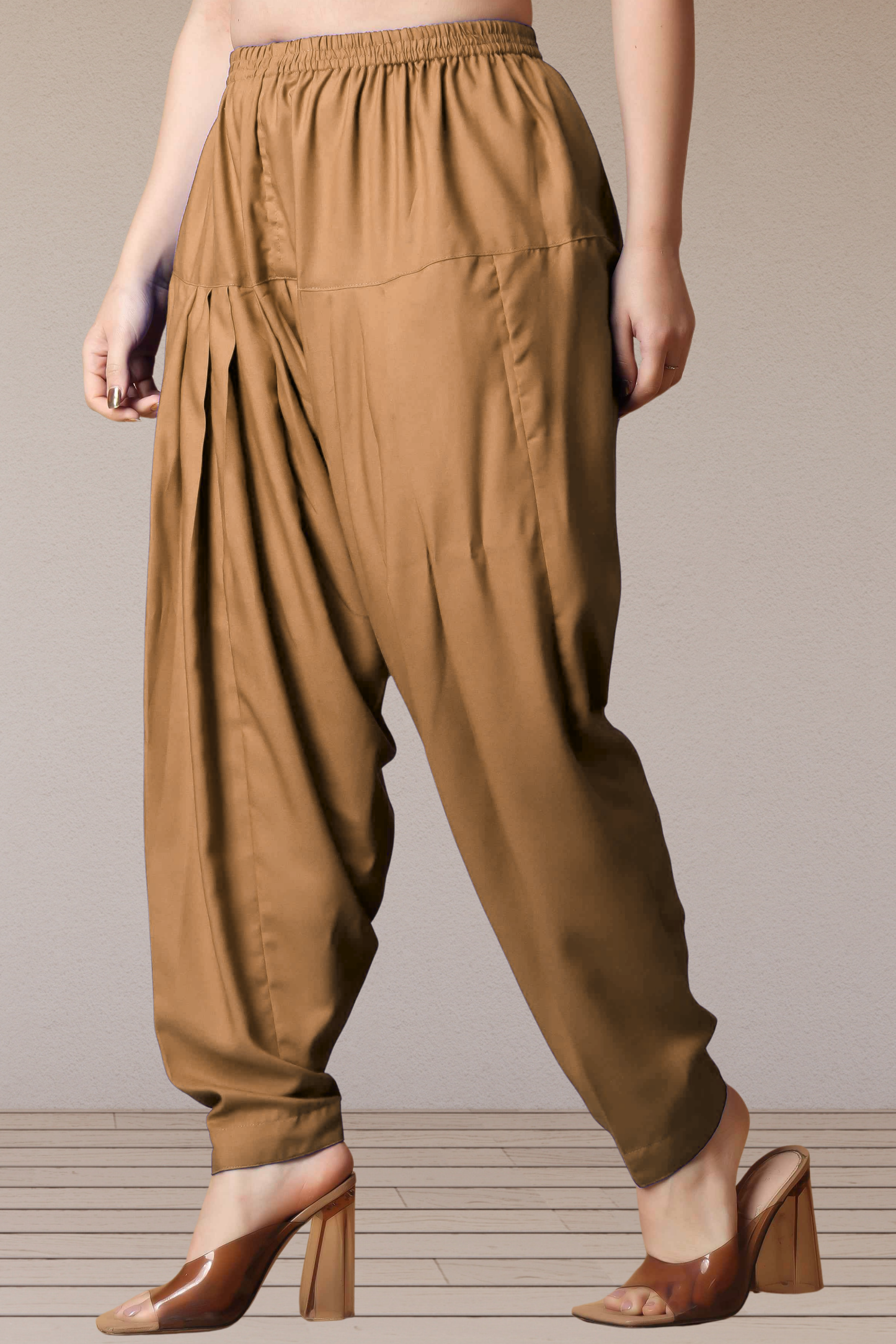 Khaki Straight Rayon Salwar Pants