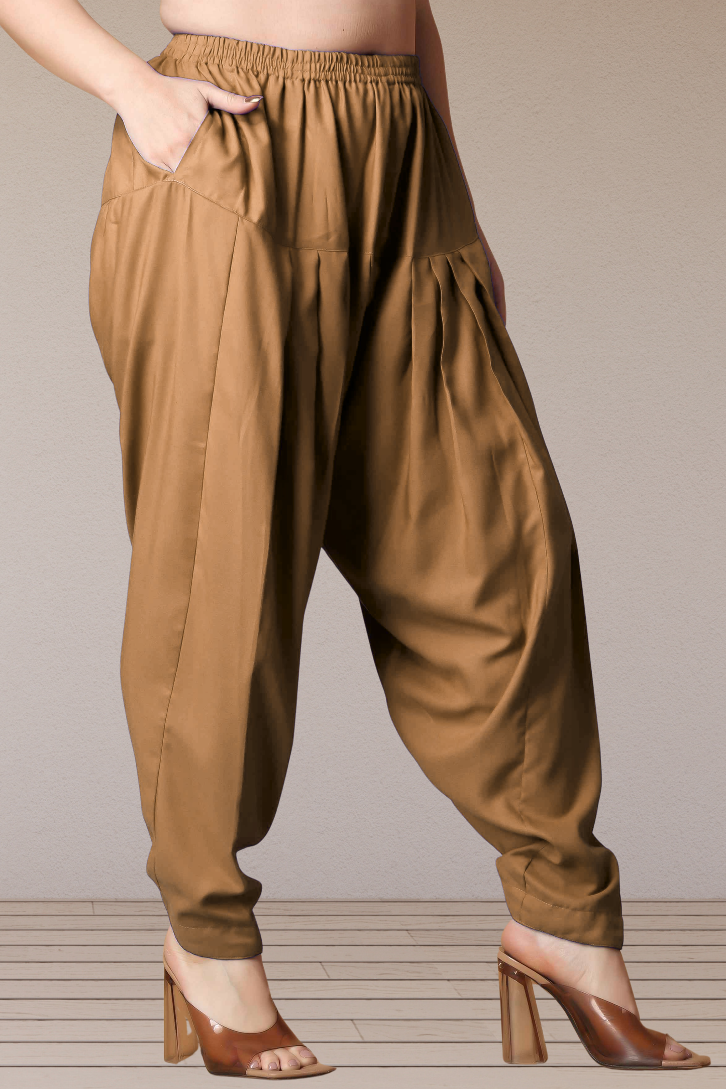 Khaki Straight Rayon Salwar Pants