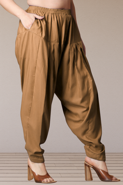 Khaki Straight Rayon Salwar Pants