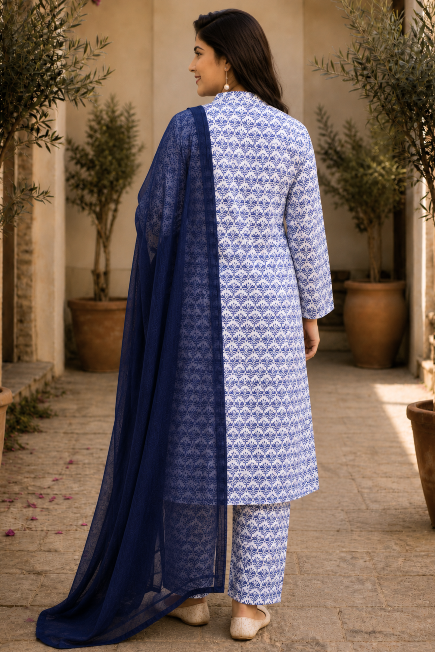 Ivory Neelakshi A-line Cotton Suit Set
