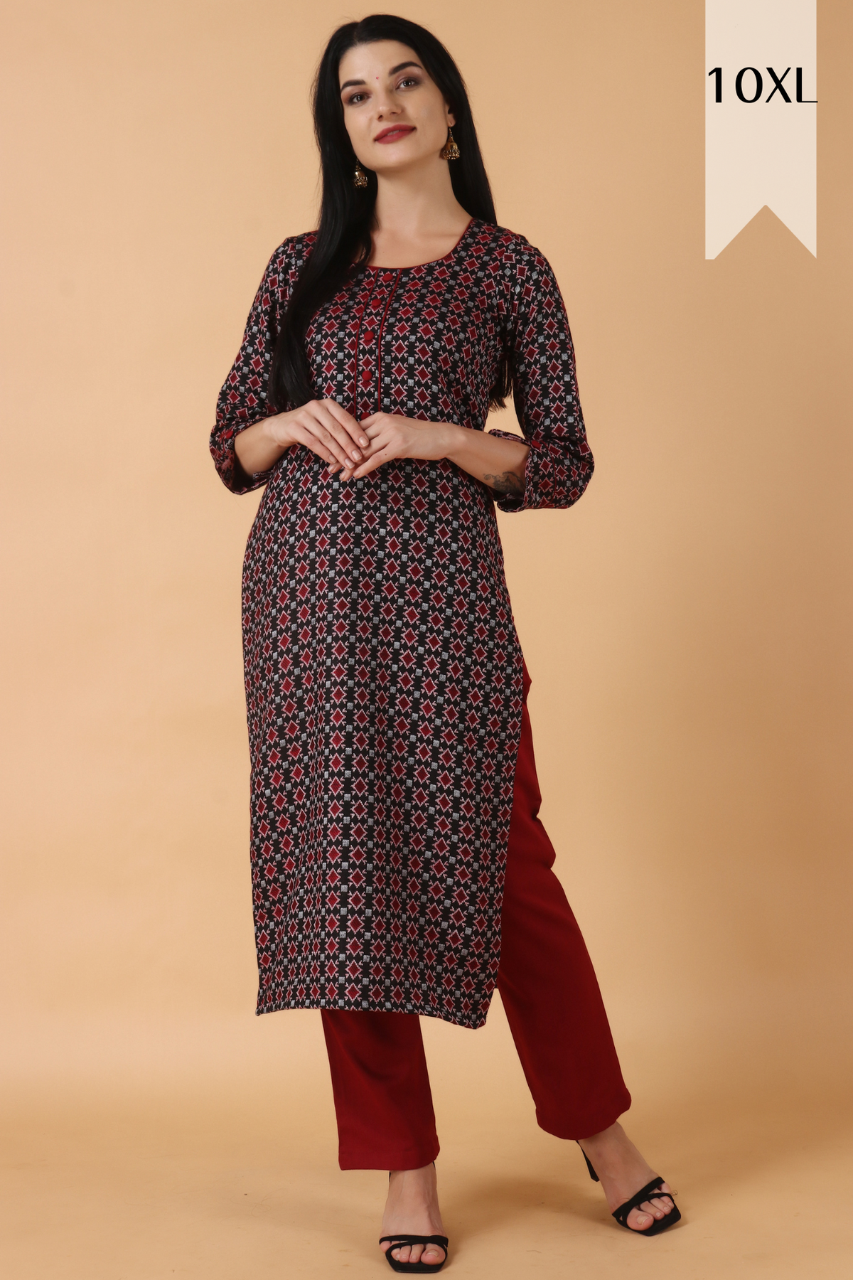 Buy Plus Size ​Ginger Tea Woollen Kurta Set At Apella | Sizes XS to 10 XL | India | Free Delivery | Customized