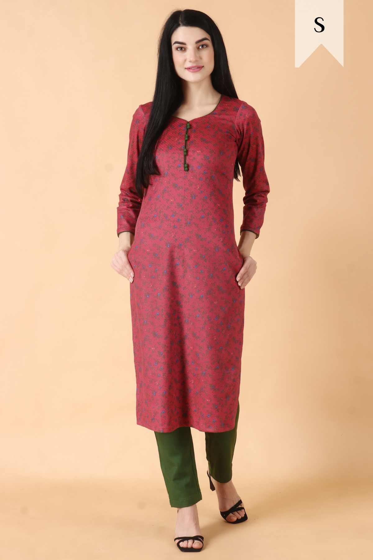 Buy Plus Size ​Pink Carrot Woollen Kurta Set At Apella | Sizes XS to 10 XL | India | Free Delivery | Customized
