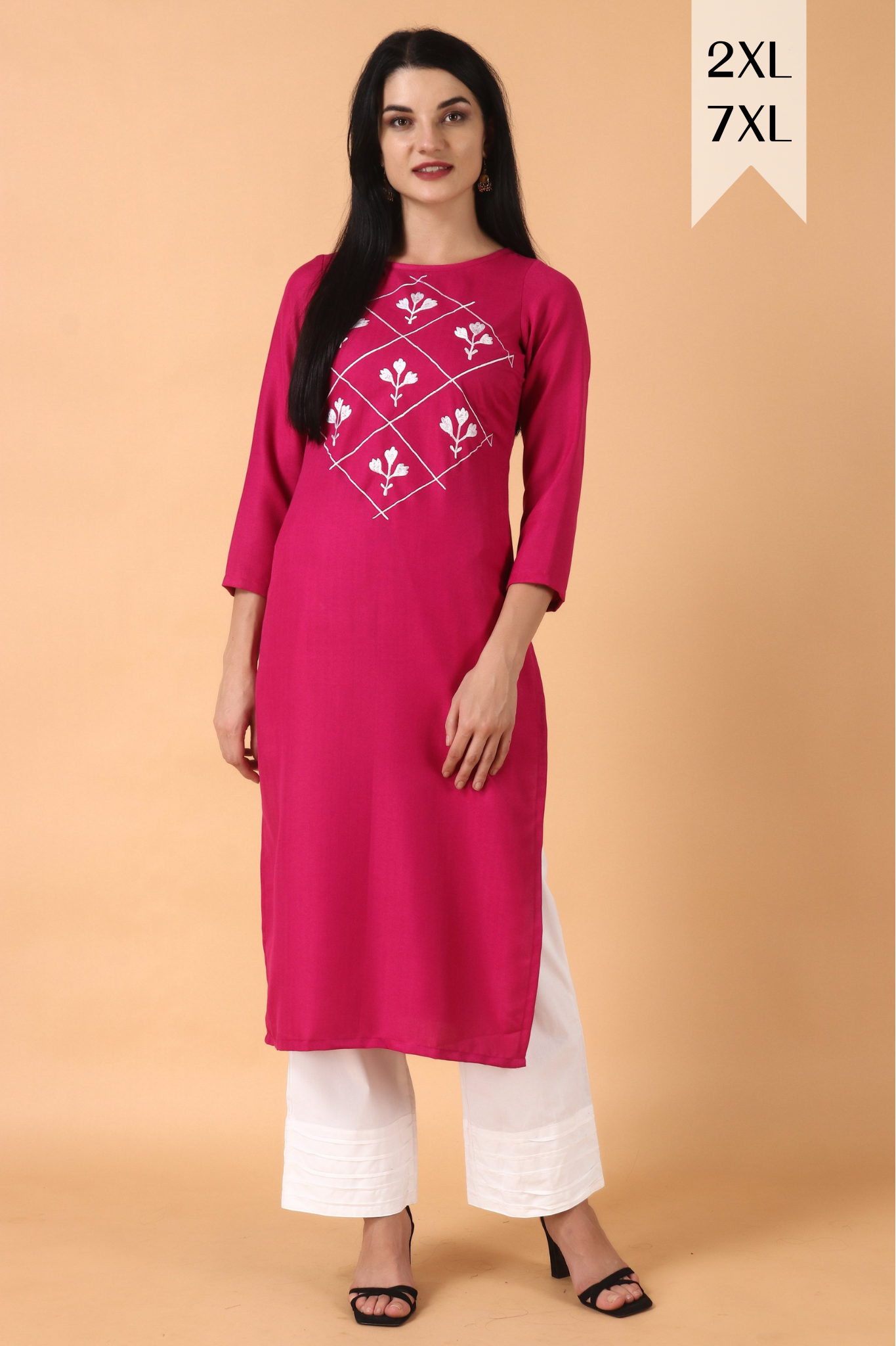 Buy Plus Size ​Pink Sniffle Woollen Kurta At Apella | Sizes XS to 10 XL | India | Free Delivery | Customized