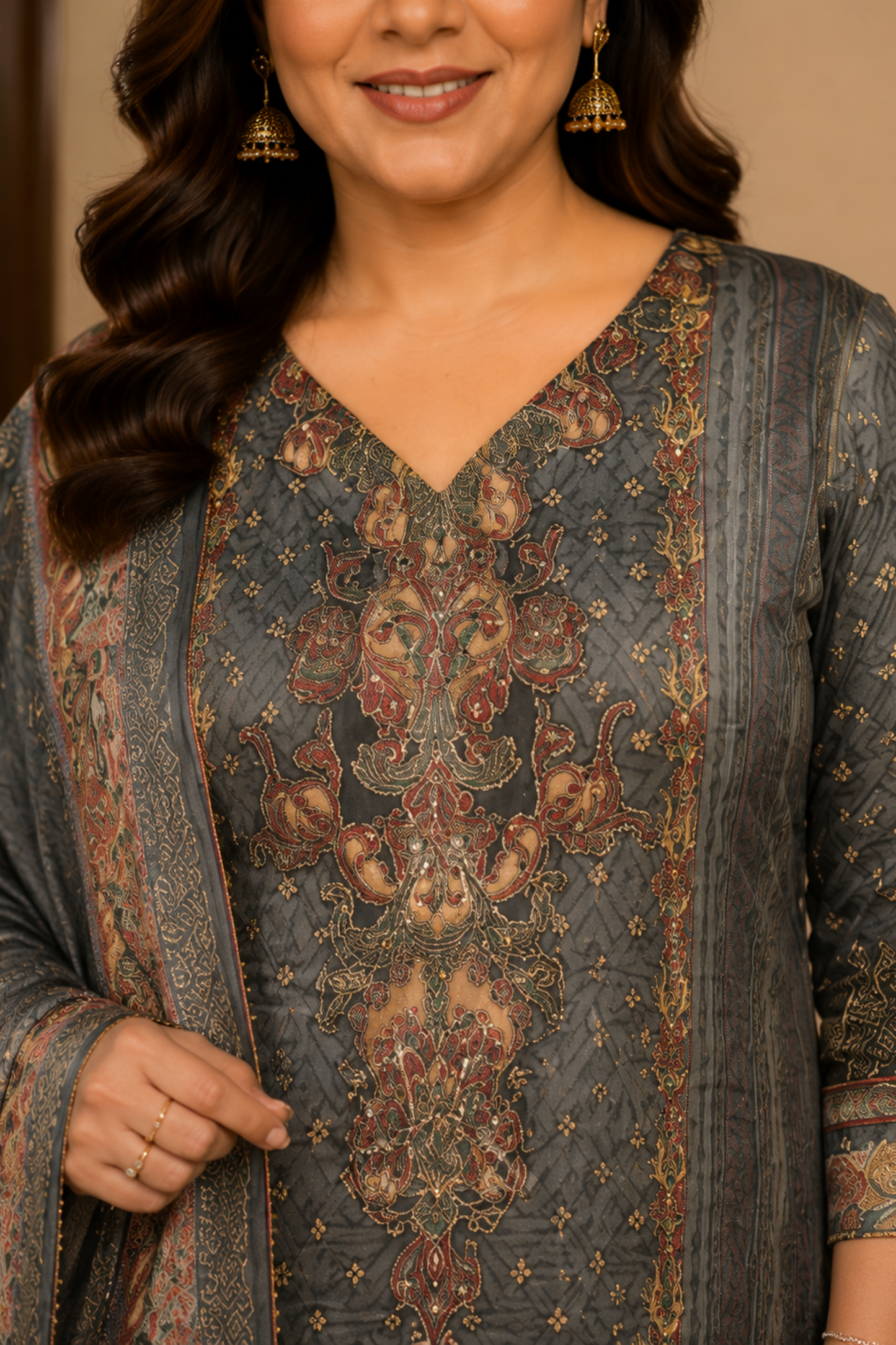 Lailah Karachi Muslin Suit with Aari Work