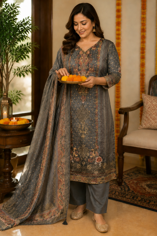 Lailah Karachi Muslin Suit with Aari Work