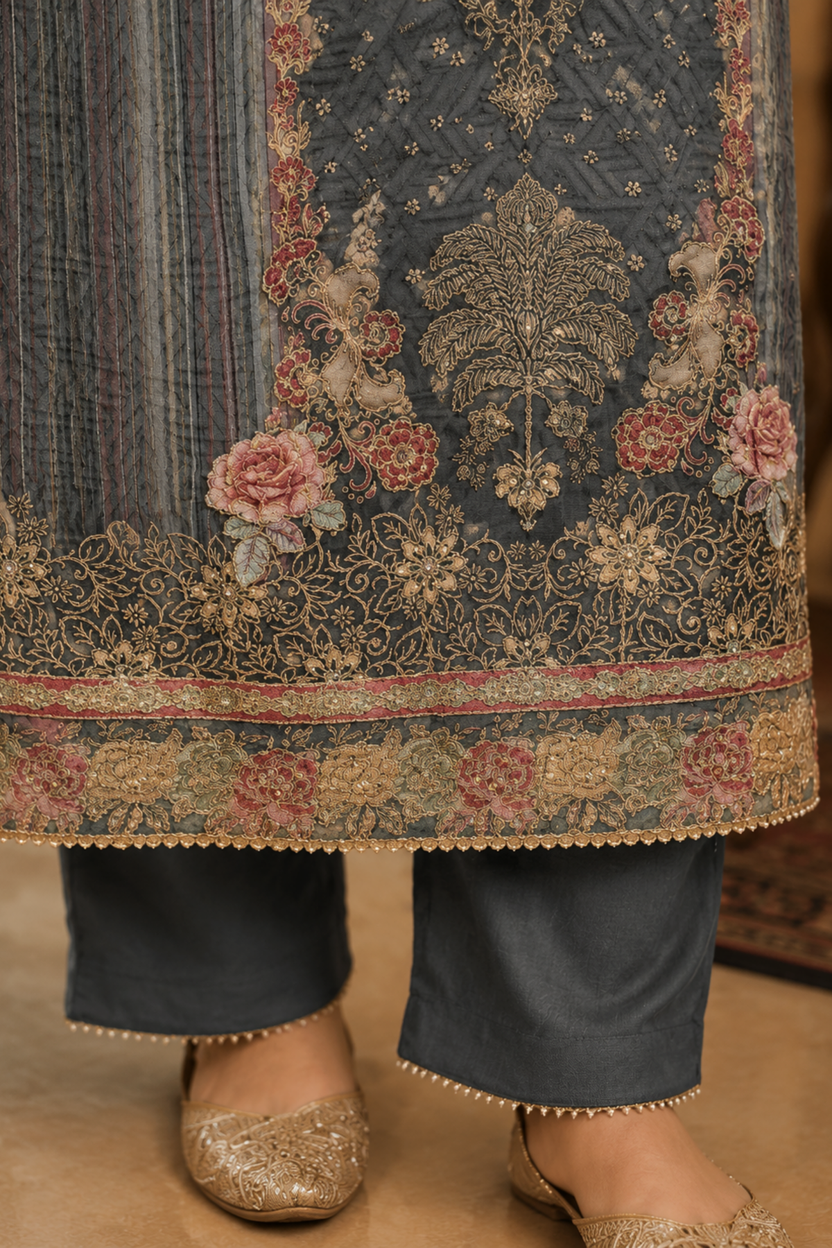 Lailah Karachi Muslin Suit with Aari Work