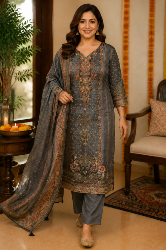 Lailah Karachi Muslin Suit with Aari Work