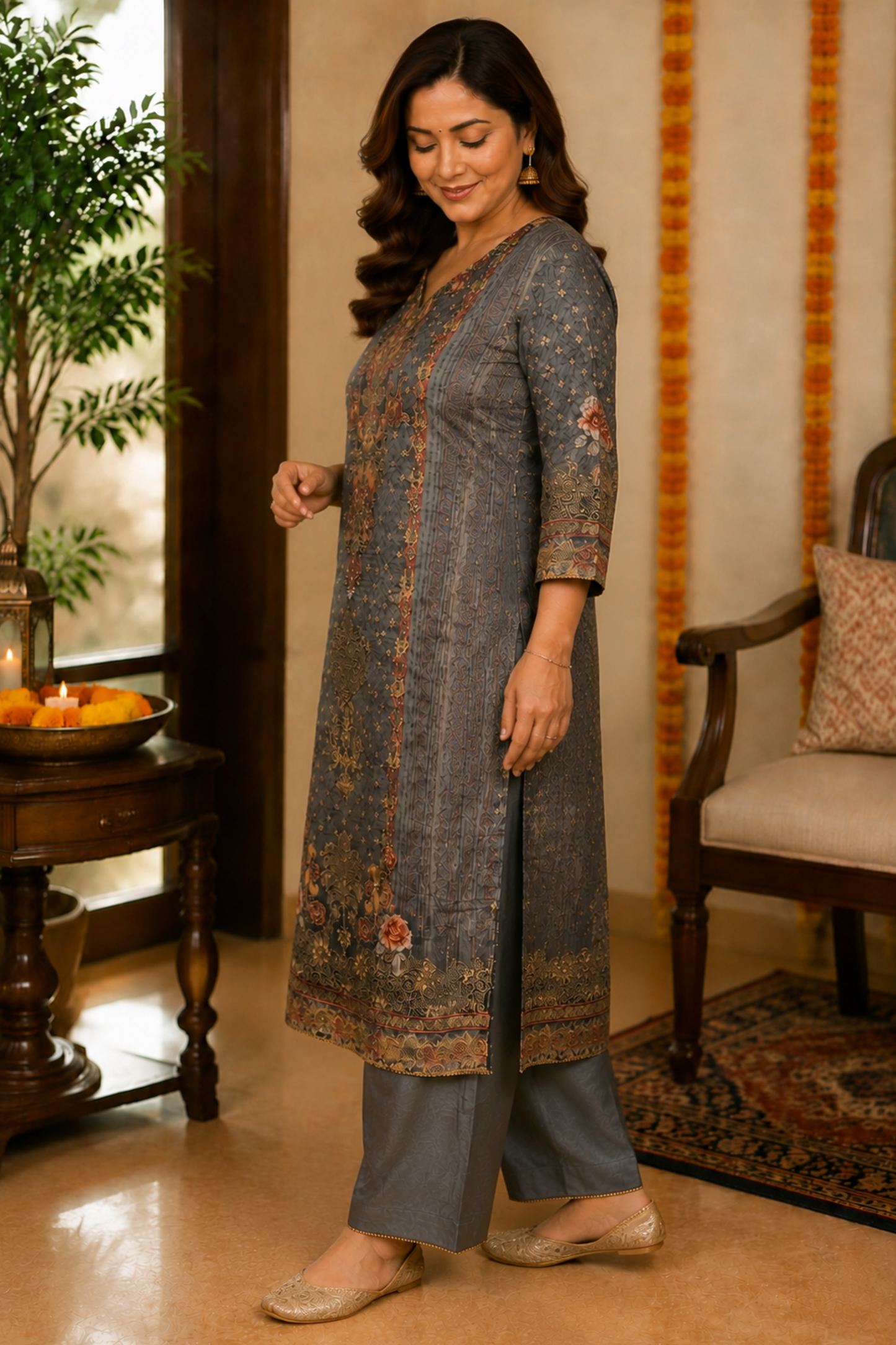 Lailah Karachi Muslin Suit with Aari Work