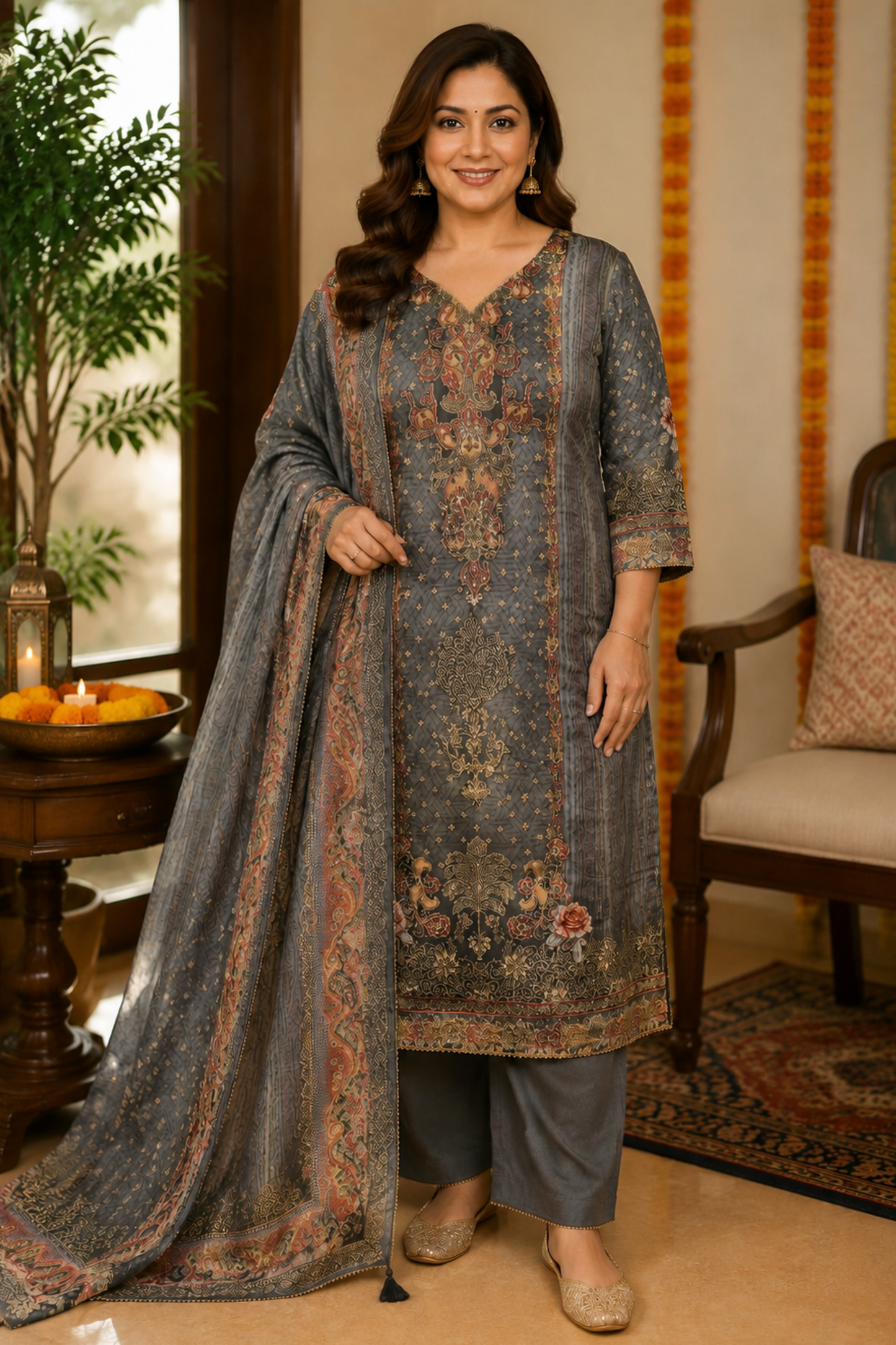 Lailah Karachi Muslin Suit with Aari Work