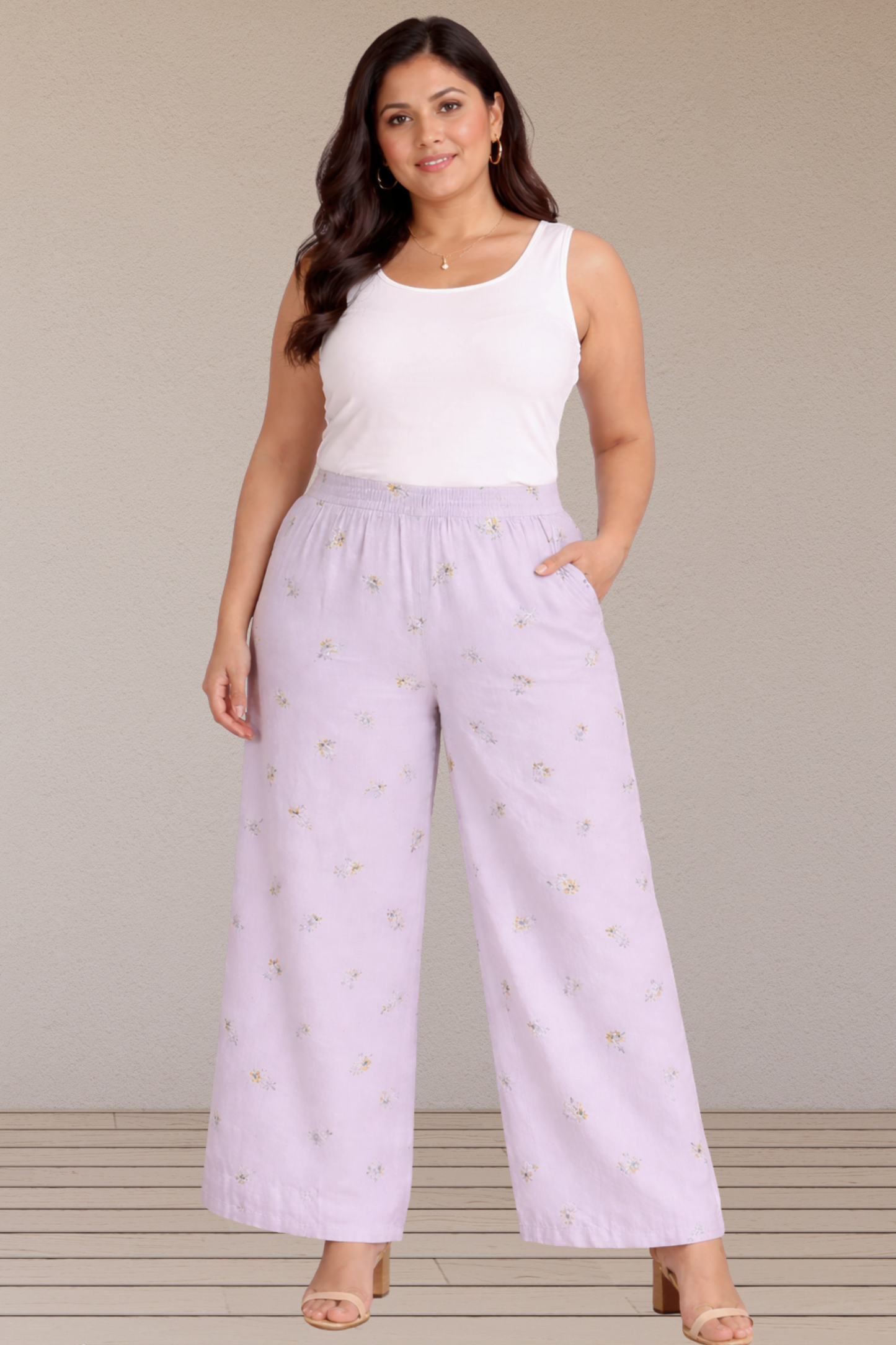 Lavender Bloom Georgette Lounge Pants