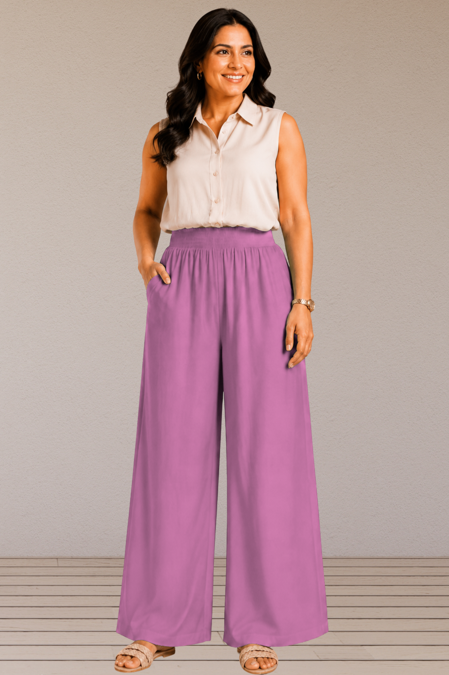 Lavender Flared Palazzo Pant