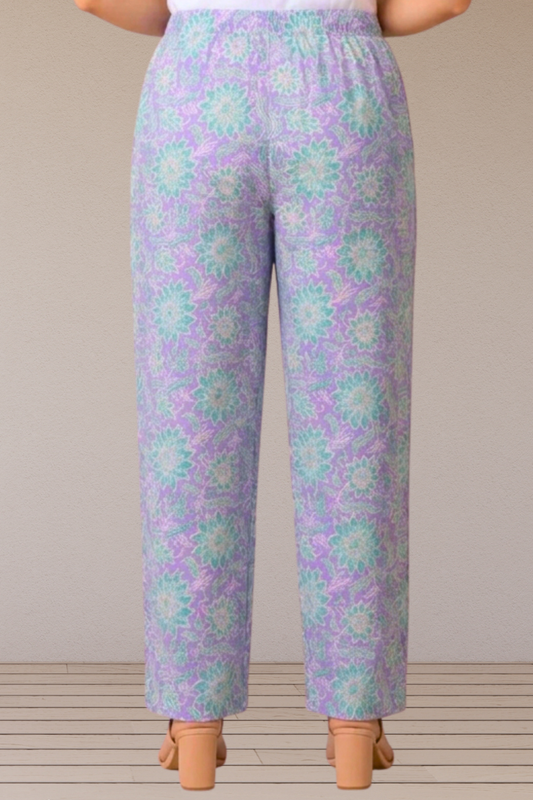 Lavender Floral Printed Cotton Pant
