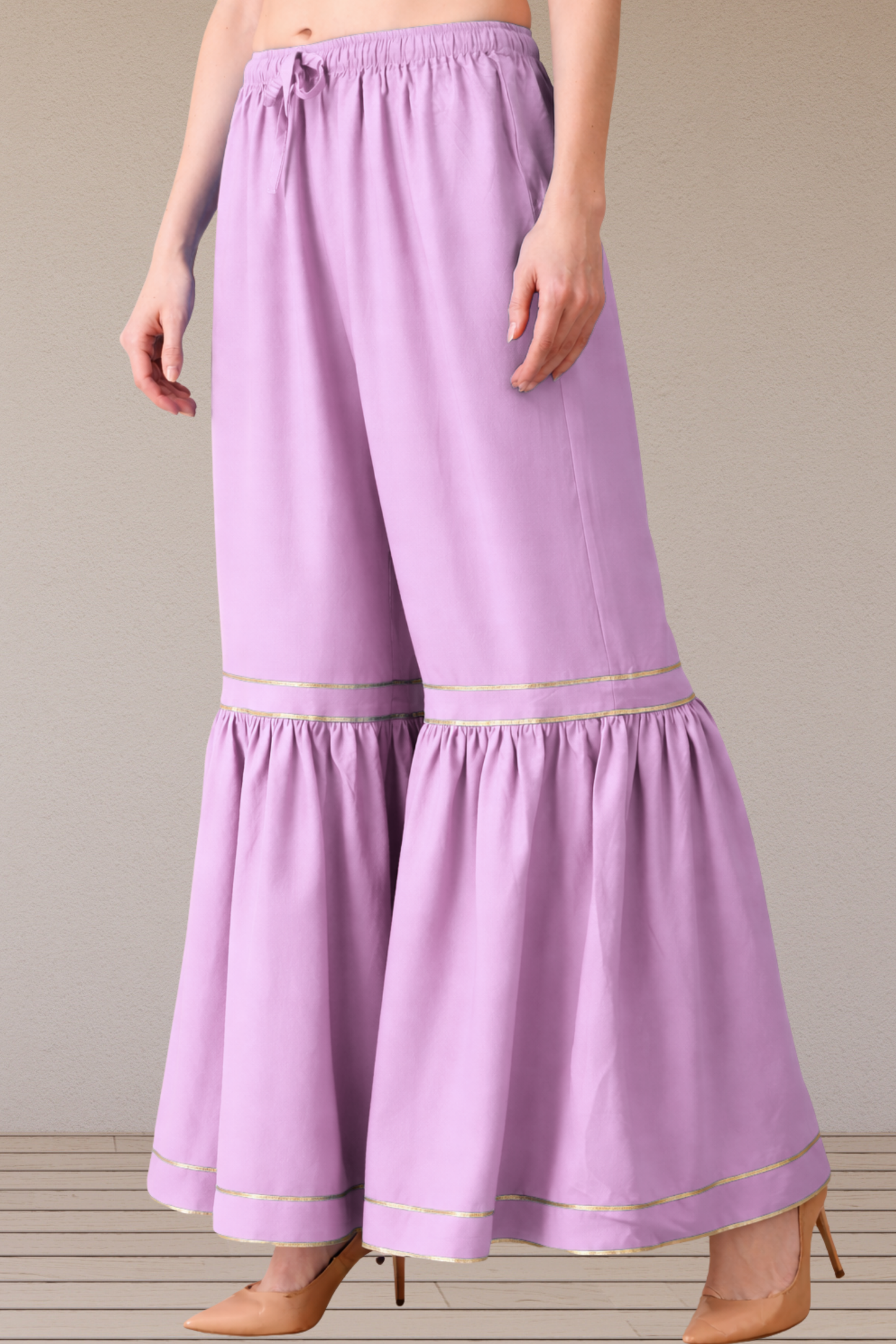 Lavender Frilled Rayon Sharara