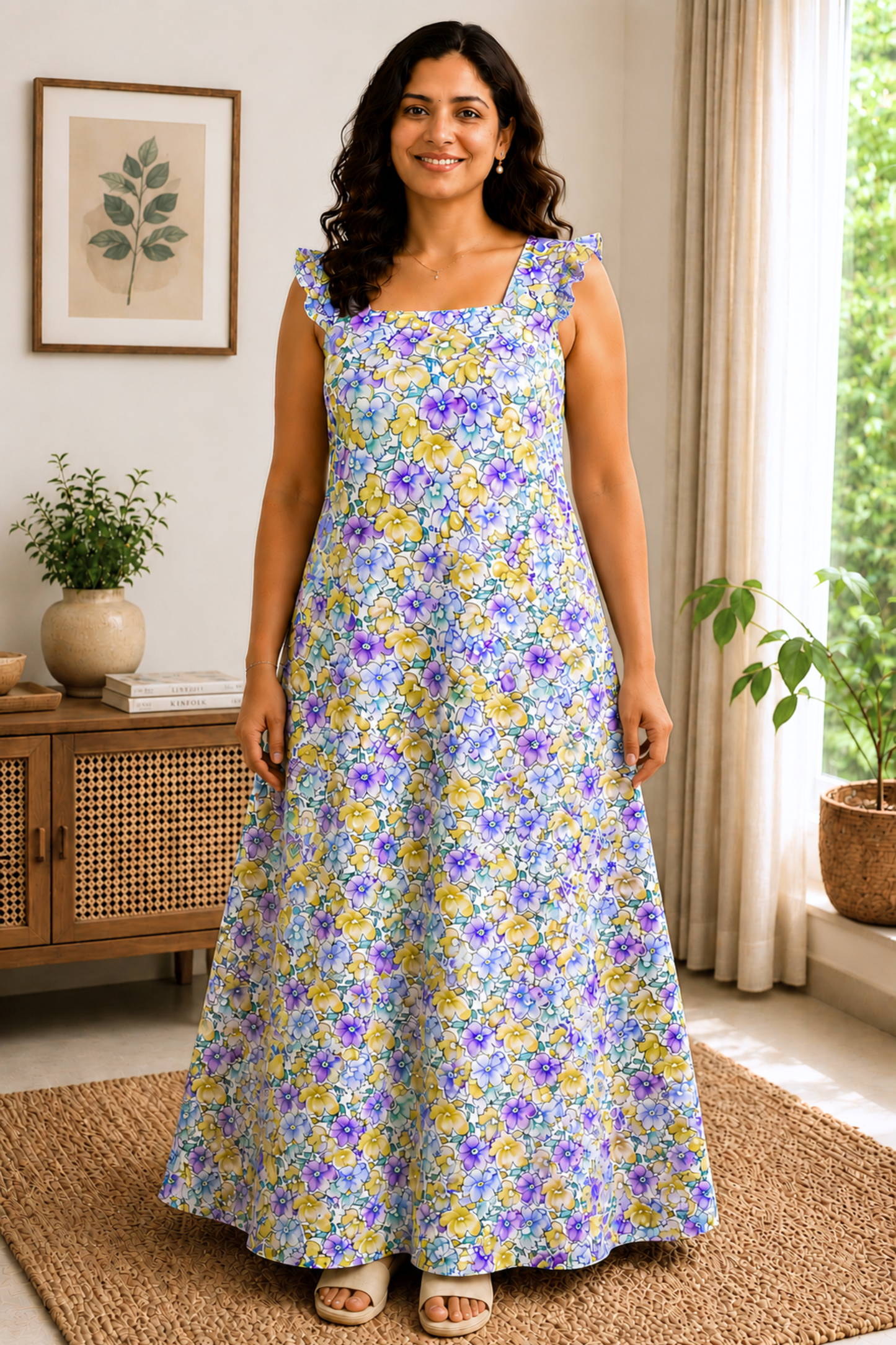 Lavender Meadow Cotton Lounge Dress