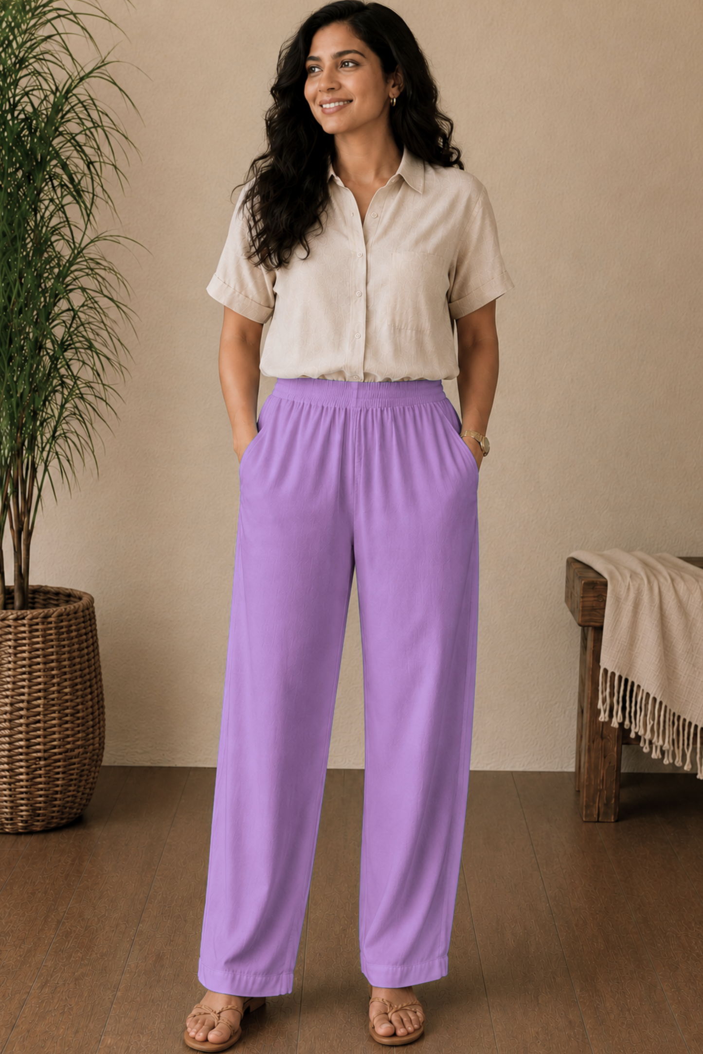 Lavender Rayon Kurti Pant