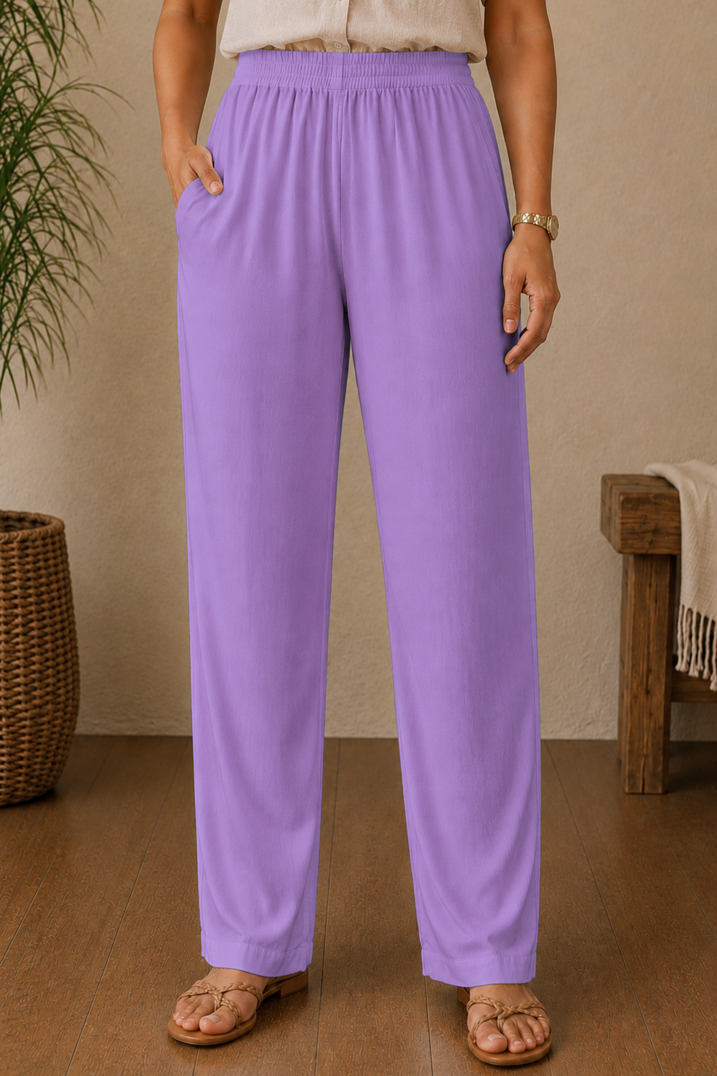 Lavender Rayon Kurti Pant