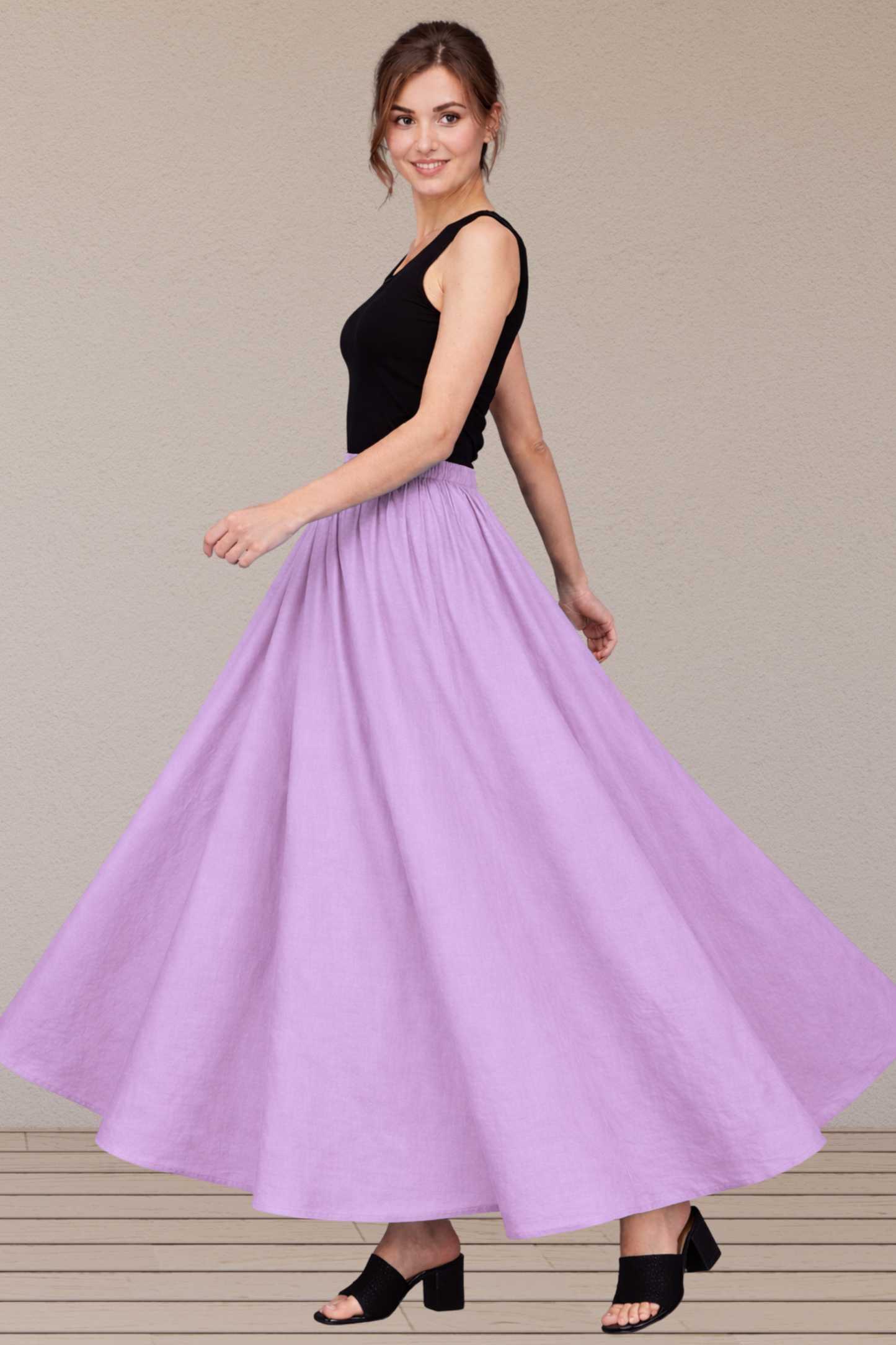 Lavender Rayon Long Skirt