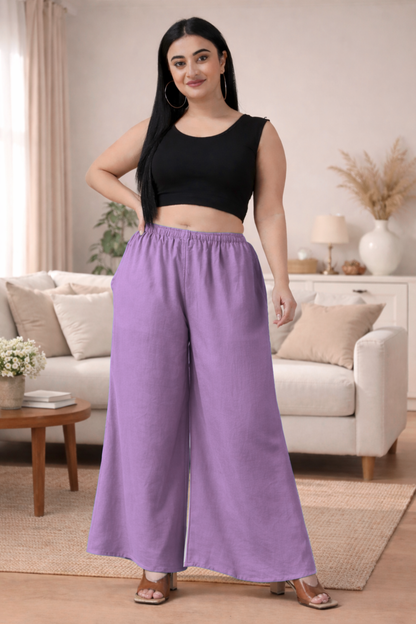 Lavender Rayon Loose Palazzo
