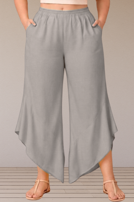 Leafy Light Grey Rayon Palazzo