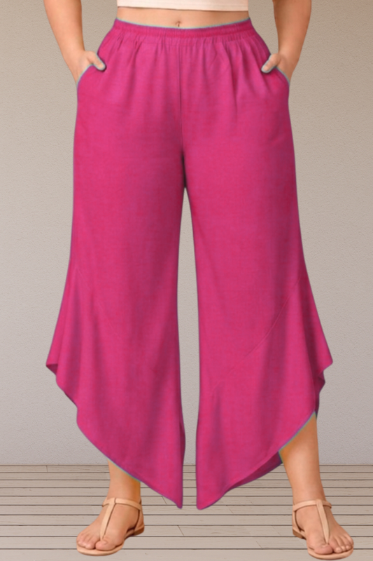 Leafy Magenta Rayon Palazzo