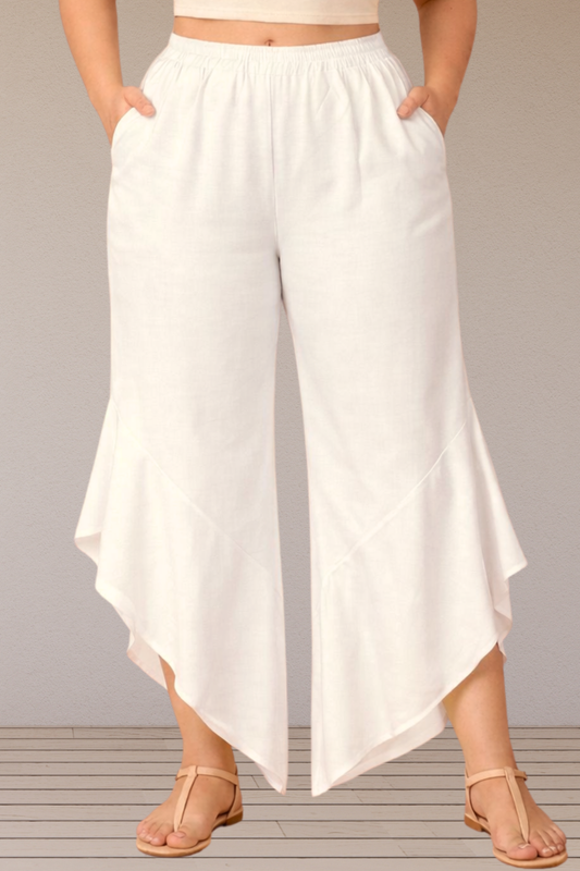 Leafy Off White Rayon Palazzo