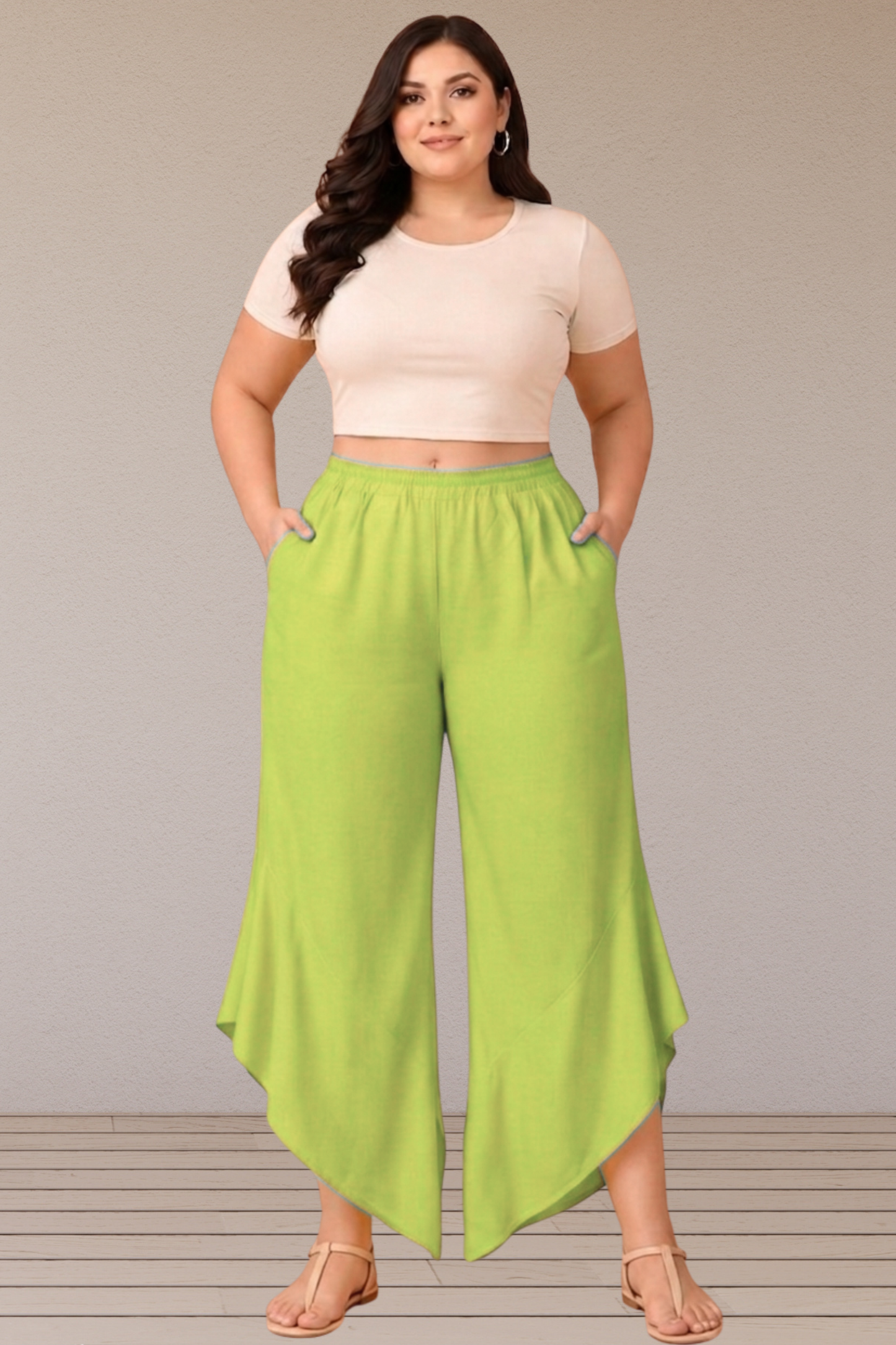 Leafy Pista Green Rayon Palazzo