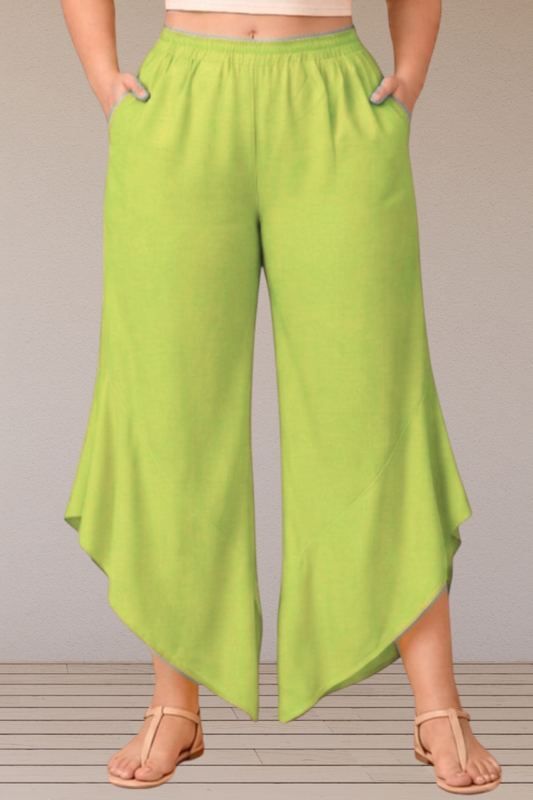 Leafy Pista Green Rayon Palazzo