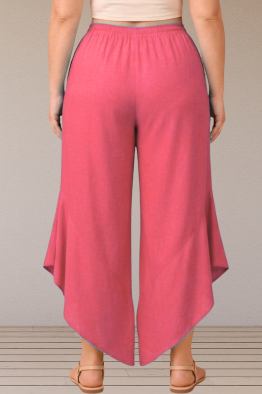 Leafy Rose Pink Rayon Palazzo