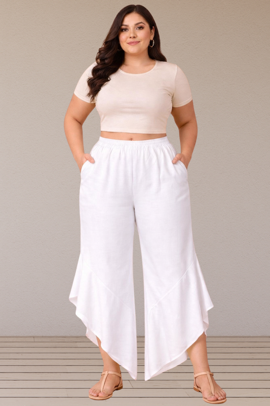 Leafy White Rayon Palazzo